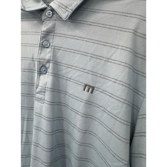 Travis Mathew Men's Large Golf Polo Blue Gray Striped Performance Shirt L - Picture 3 of 5